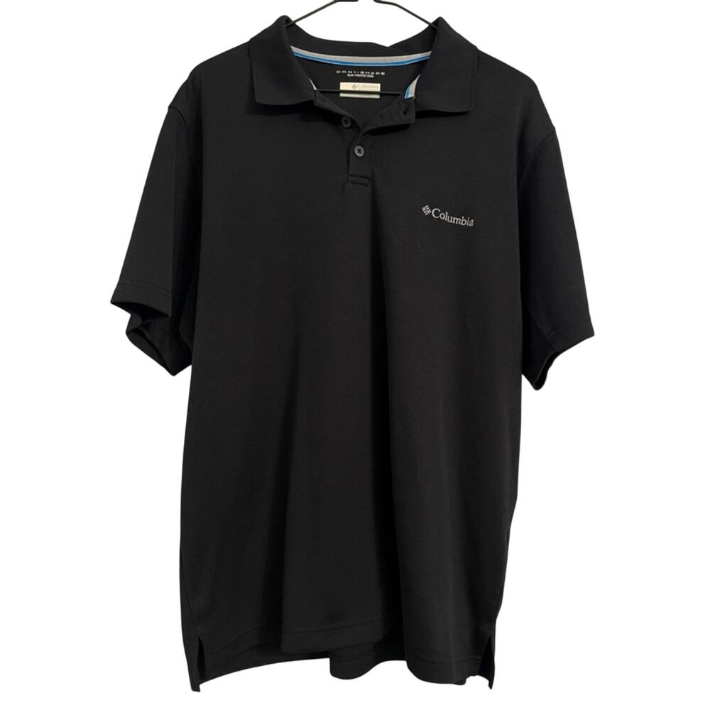 Columbia City Voyager Polo Shirt Men's L Omni Shade UPF 30 Black Staple Outdoors